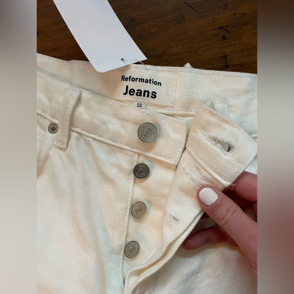 NWT reformation cynthia high rise straight jeans in flora embroidery - Picture 11 of 14